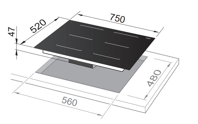 De'Longhi SLI 754 Piano Cottura a Induzione 75 cm Nero Vetroceramica 4 Fornelli con Comandi Touch e Timer