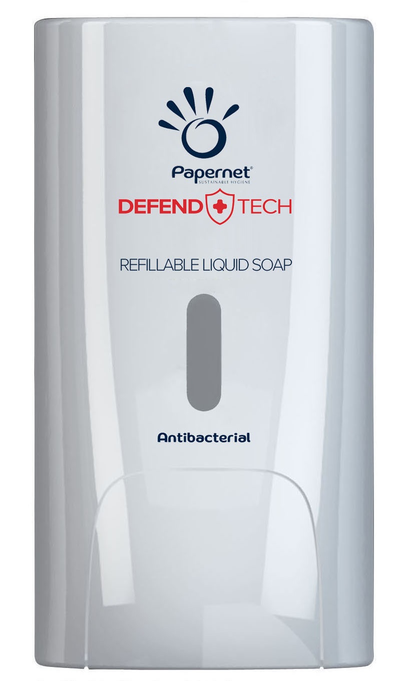 Papernet Dispenser Antibatterico Defend Tech per Sapone Liquido e Gel - Capacità 800ml