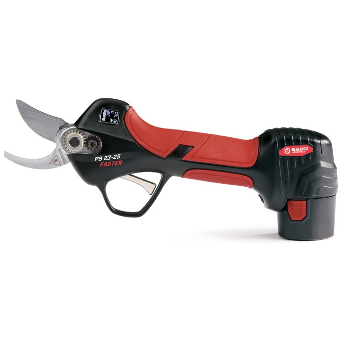 Blue Bird PS 23-25 Faster - Forbice Elettrica da Potatura a Batteria, Taglio fino a 25 mm, 2 Batterie Litio 12.6V 2.5Ah, Peso 700g