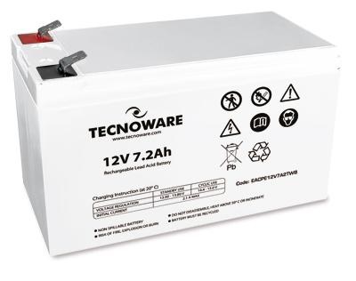 Tecnoware Batteria al Piombo Ermetica 12V 7.2Ah per UPS e Videosorveglianza, Attacco Faston 6.3 mm, Dimensioni 151x65x94mm, Peso 2.22Kg