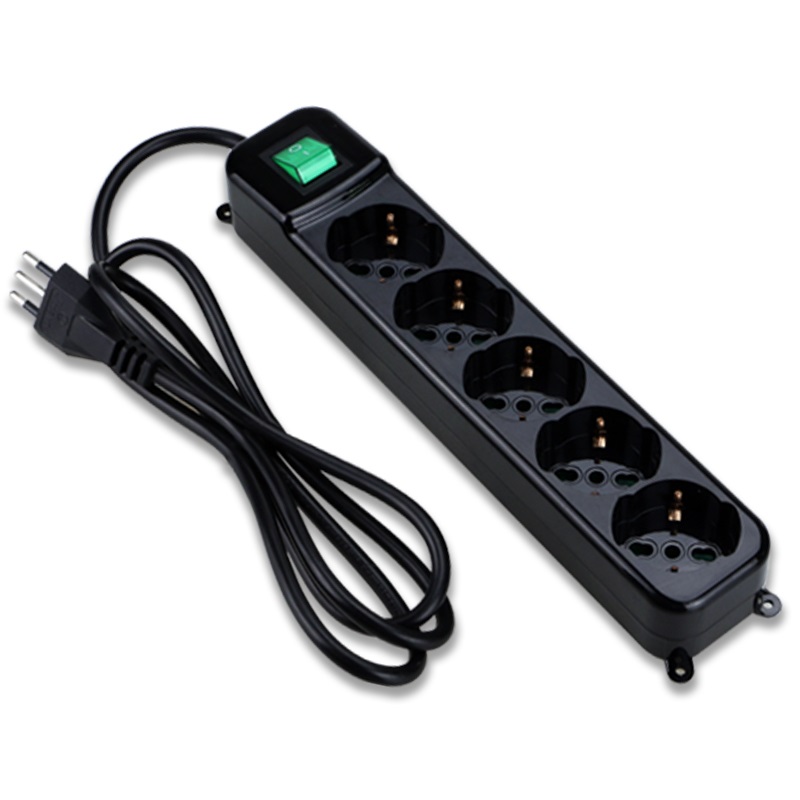 Tecnoware FMP5IIG Multipresa Filtrata Power Cleaner 5 con 5 Prese Schuko/Italia, Interruttore Luminoso, Child Protection, Cavo da 1,5 m, Colore Nero e Verde