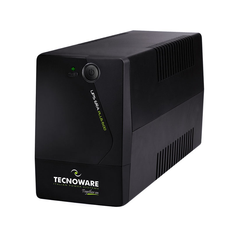 Tecnoware FGCERAPL602SCH Gruppo di Continuità UPS Linea Interattiva 600 VA / 420 W con 2 Prese Schuko e Autonomia Fino a 15 Minuti