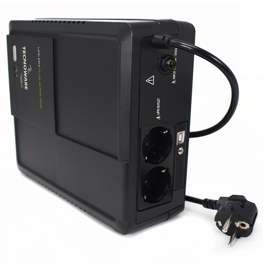 Tecnoware UPS Era Plus Active 1600 - Gruppo di Continuità Line Interactive 1600VA/1120W con 2 Prese Schuko e Autonomia Fino a 40 Minuti