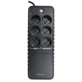 Atlantis Land OnePower 1000 Gruppo di Continuità (UPS) 1000 VA / 500 W con 6 Prese Schuko, Batteria 12V, Design Compatto