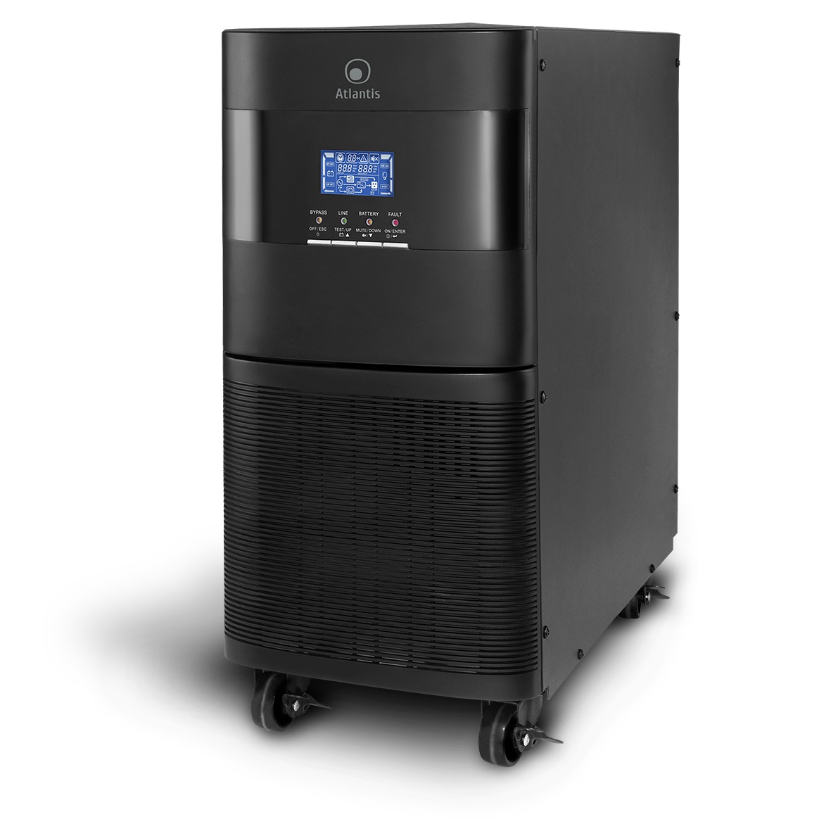 Atlantis A03-OP6001-P UPS Tower 6000VA (6000W) Doppia Conversione Online, 16 Batterie 12V 7Ah, 2 Uscite IEC, Parallelizzabile, Onda Sinusoidale Pura