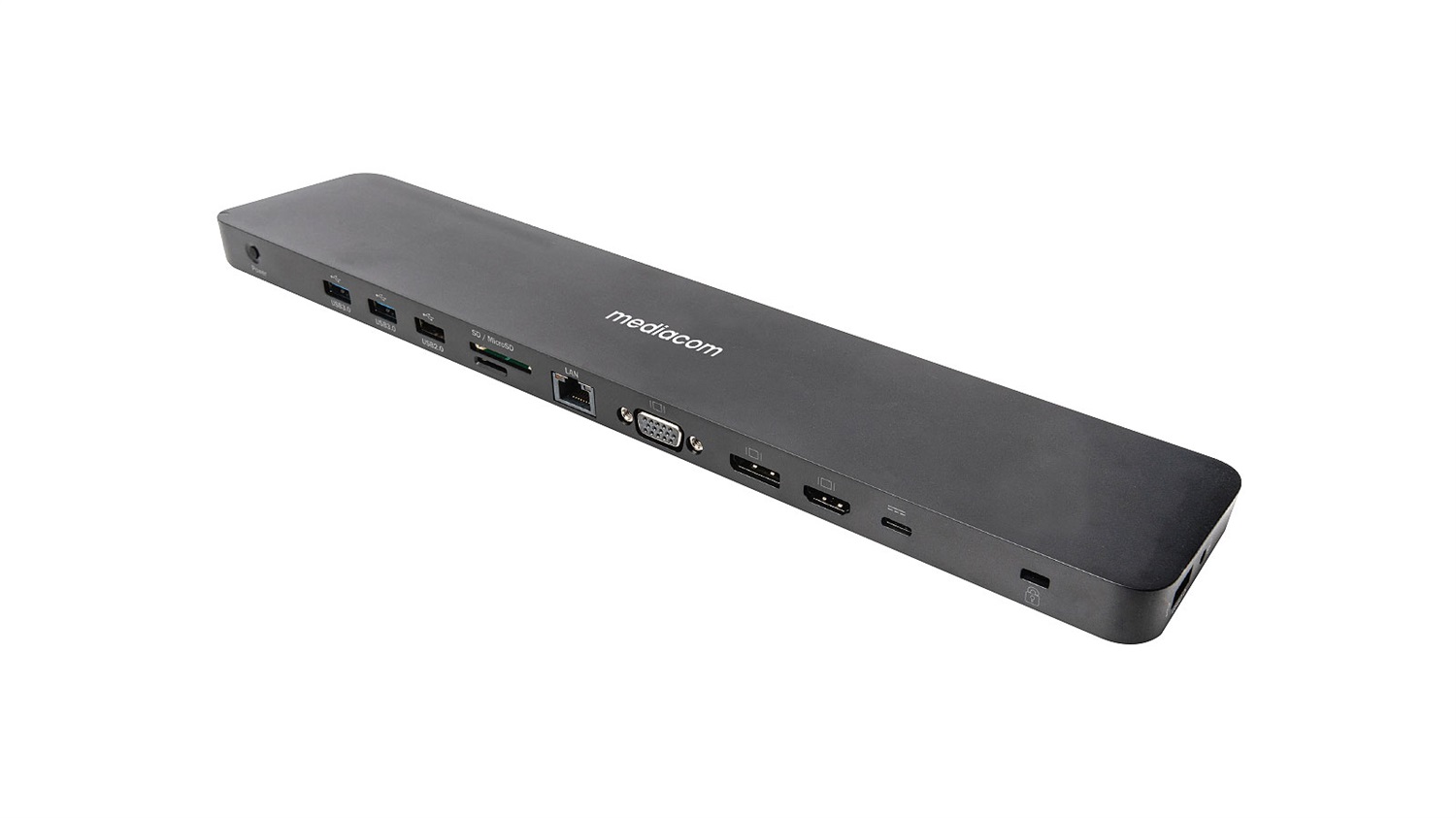 Mediacom M-DOCKTPCP Docking Station USB-C con HDMI, Ethernet, Lettore Schede e 100W di Potenza - Nero