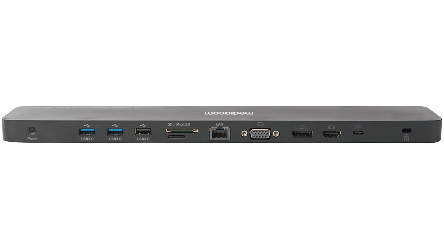 Mediacom M-DOCKTPCP Docking Station USB-C con HDMI, Ethernet, Lettore Schede e 100W di Potenza - Nero