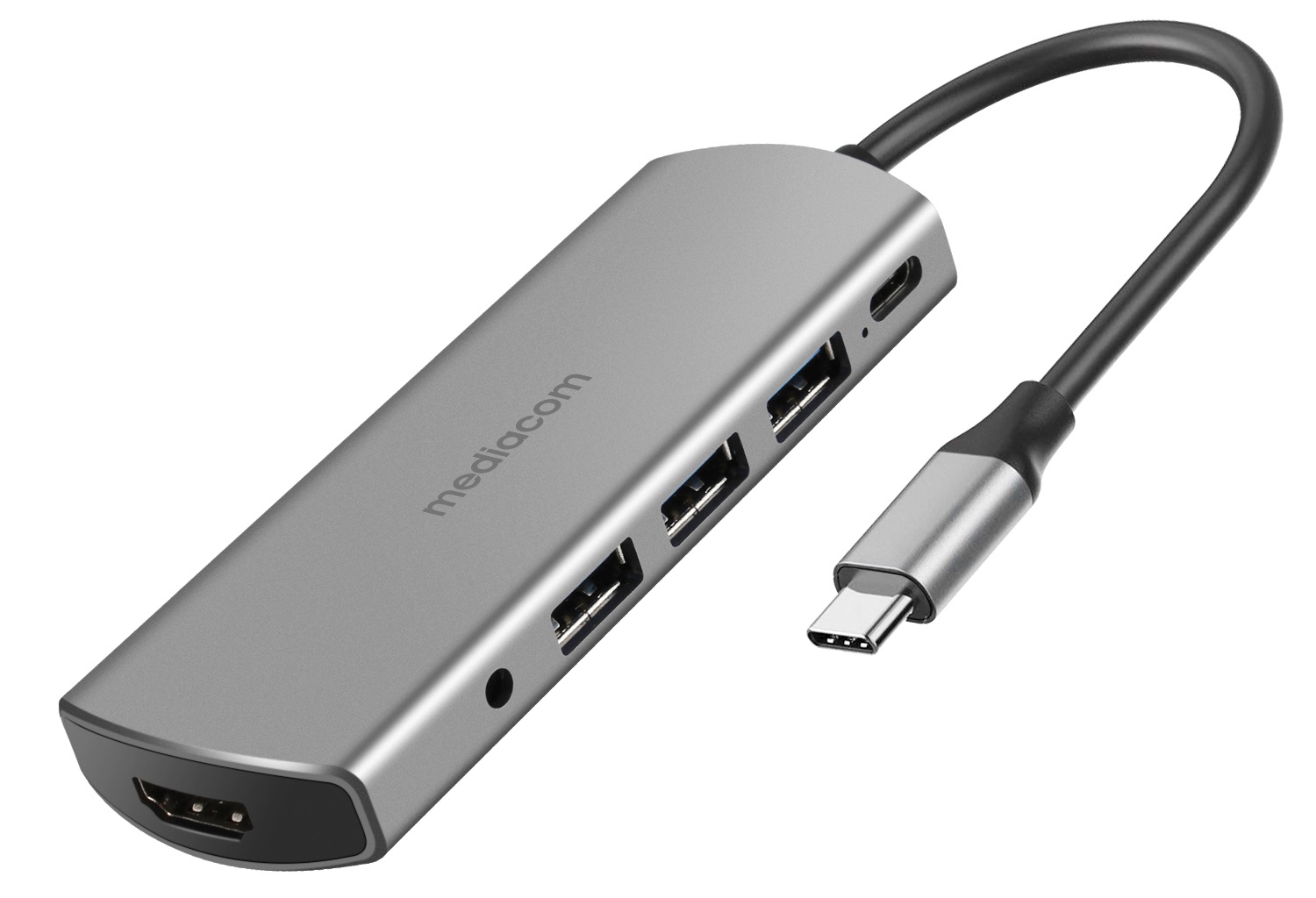 Mediacom MD-C309 Docking Station USB-C con 3 porte USB 3.0, HDMI, Audio, 87W, Alluminio, 4K Ultra HD