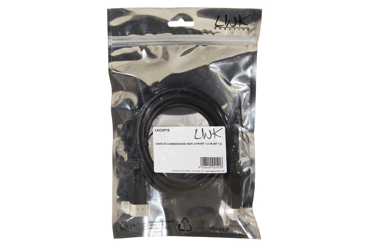 Link LKCDP18 Cavo di Connessione DisplayPort 1.2 4K 1,8 m Maschio-Maschio