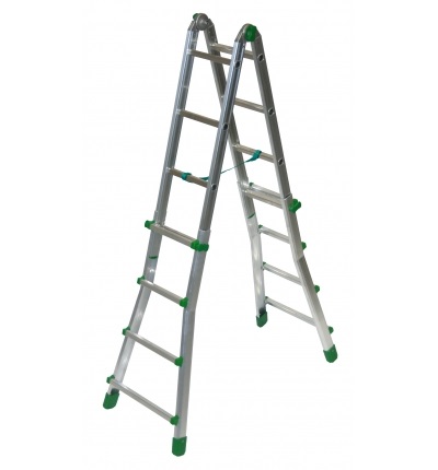 FACAL Euro Briko Scala Telescopica 4 4 Gradini in Alluminio - Altezza Massima 4,90 m, Portata 150 kg