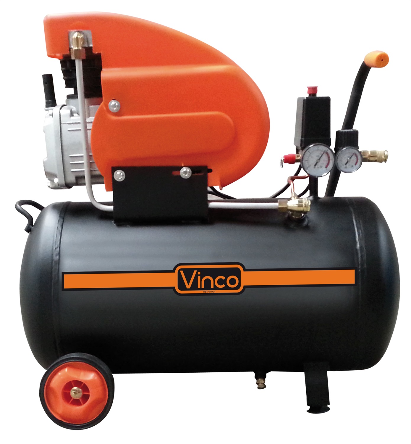 Vinco Compressore d'aria Lubrificato FDL-24 24L 2HP 1500W - 188 l/min, 8 bar, Carrellato