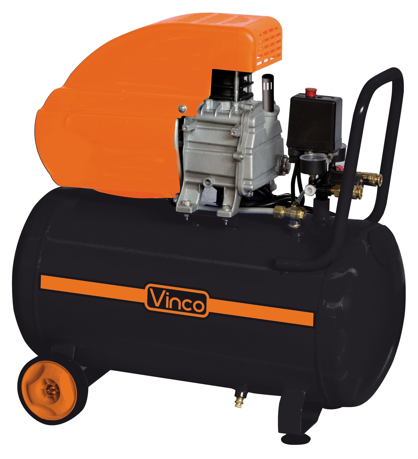 Vinco Compressore d'aria lubrificato 50L 2HP 1500W 8bar 188l/min con ruote e spia olio