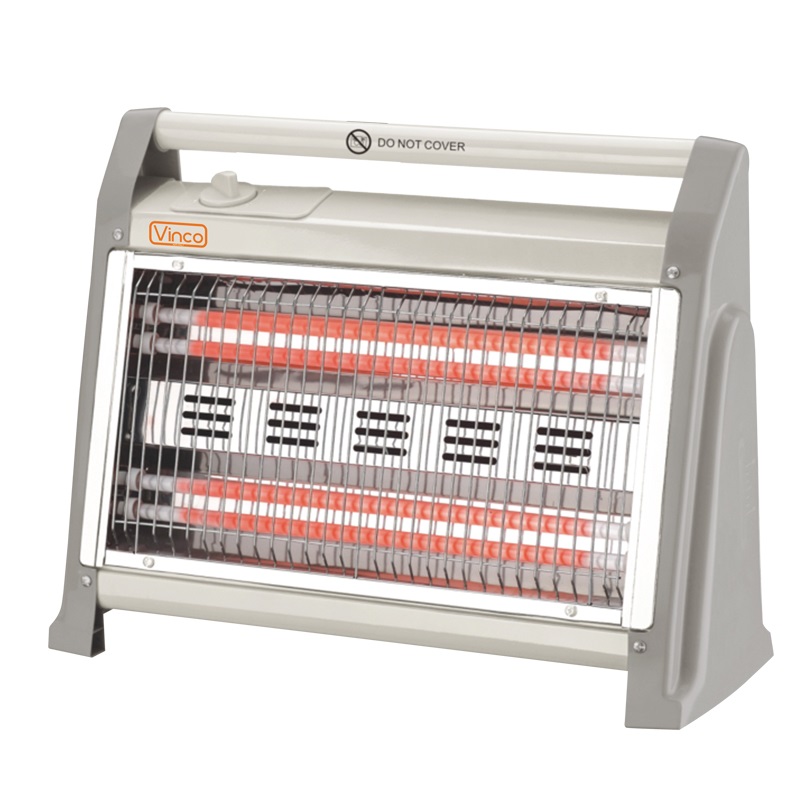 Vinco 70157 Stufa A Quarzo da Pavimento 800-1600 W, Bianco-Grigio, 2 Elementi Riscaldabili