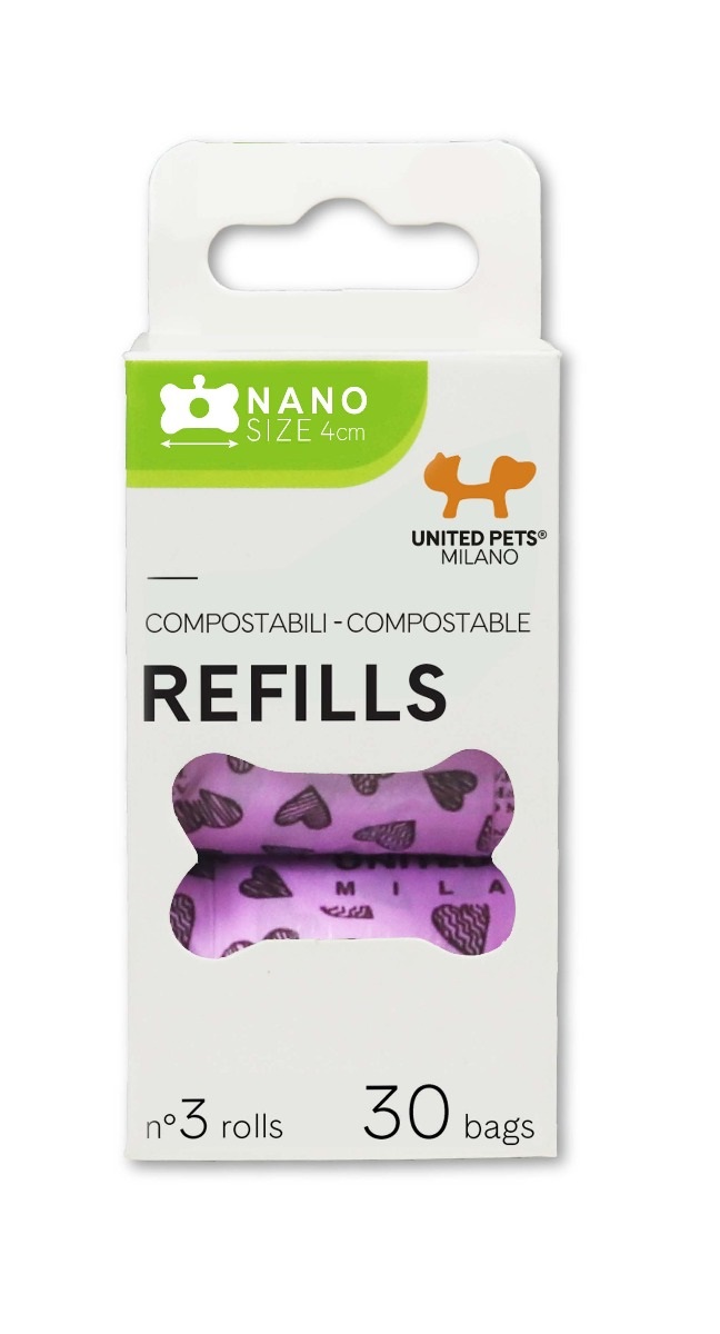 United Pets Ricarica Sacchetti Bon Ton Nano Rosa - 30 Sacchetti Biodegradabili Ultra Resistenti