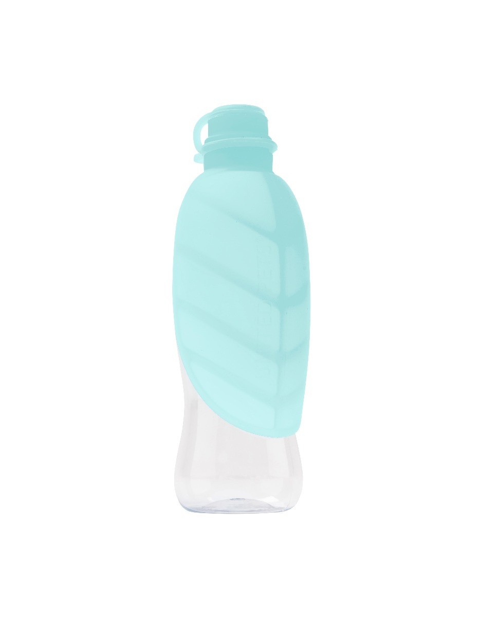 United Pets Leaf - Dispenser Acqua da Viaggio in Silicone Acquamarina per Cani, con Bottiglia Inclusa