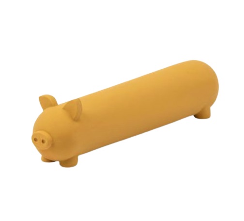 United Pets Pigs Wursty - Gioco in Lattice Naturale per Cani, Forma di Wurstel, Marrone Senape, Adatto a Cani di Taglia Piccola e Media, Atossico e Lavabile