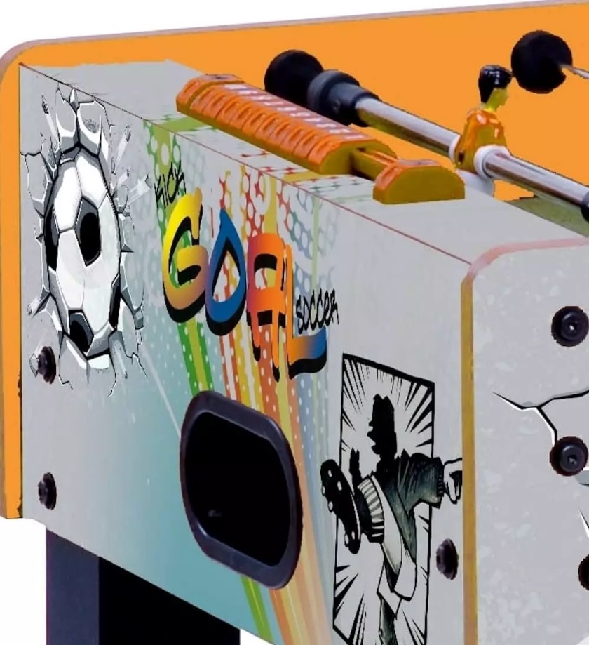 Garlando Calciobalilla F-1 Goal con Aste Rientranti - Mobile in MDF Ciliegio, Gambe Robuste, Grafica Trendy e Palline in Dotazione