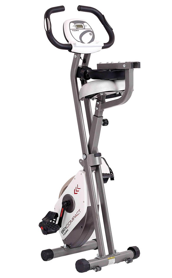 Toorx Cyclette BRX Compact - Salvaspazio, Volano 6 kg, Peso Max 100 kg, Console LCD, Sella Ampia con Schienale Reclineabile