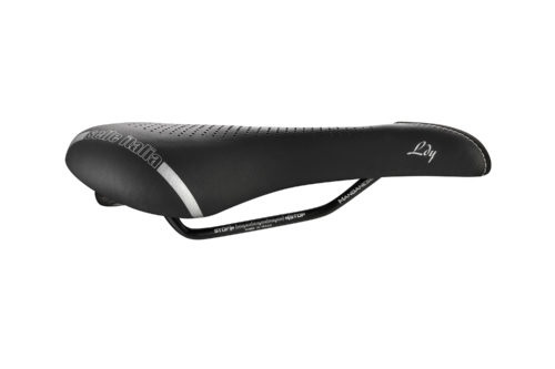 Selle Italia Lady Gel Flow - Sella bici da corsa per donna, Fibra-Tek, Rail Manganese Ø7 mm, Comfort Gel, Ammortizzatore, Design anatomico, Taglia L2, Nero