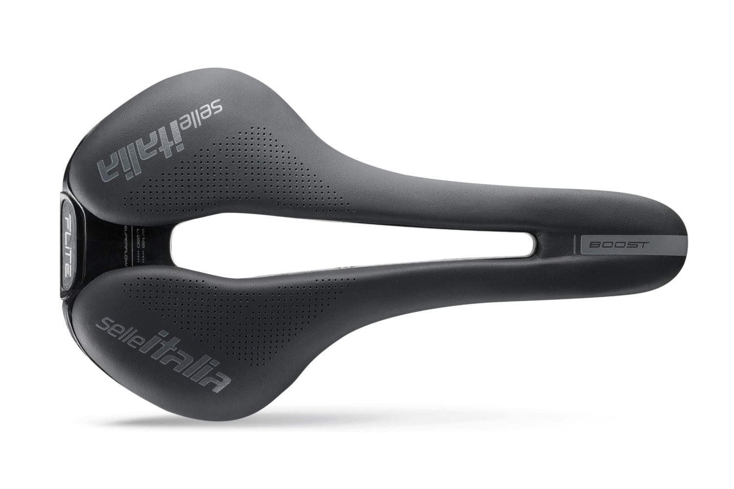 Selle Italia Flite Boost Superflow TI Sella Corsa Unisex Nero 130mm - Rail in Titanio, Rivestimento in Microtex