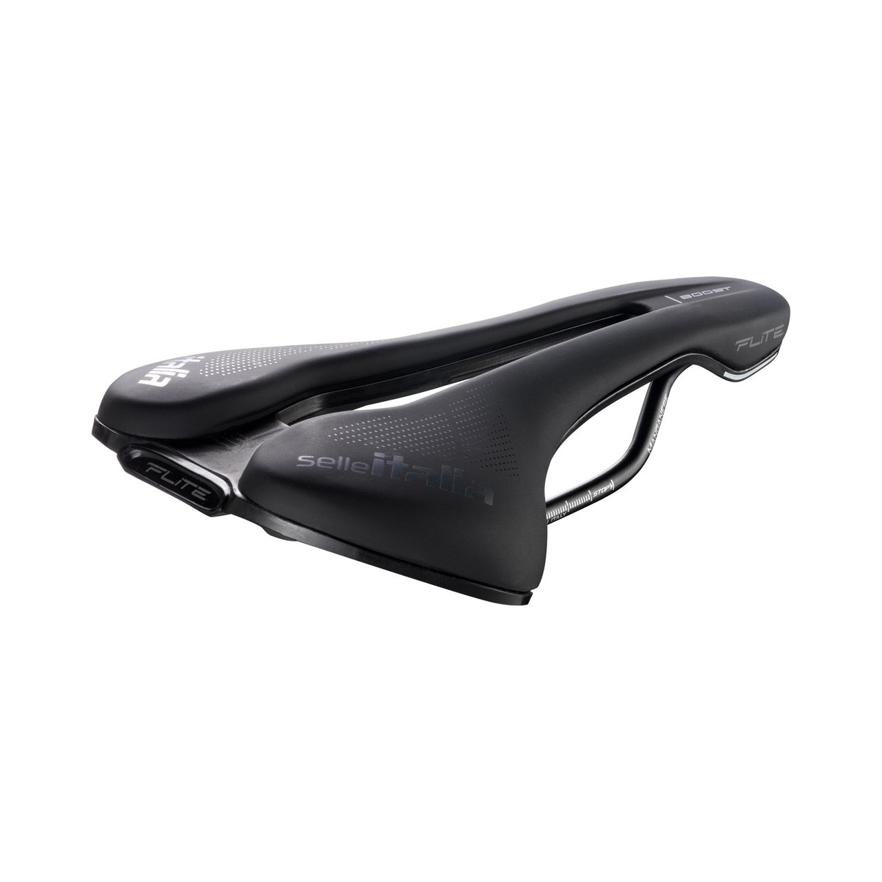 Selle Italia Flite Boost TM Superflow - Sella Bici da Corsa Flat con Foro Superflow, Rail in Manganese, Taglia L3, Nero