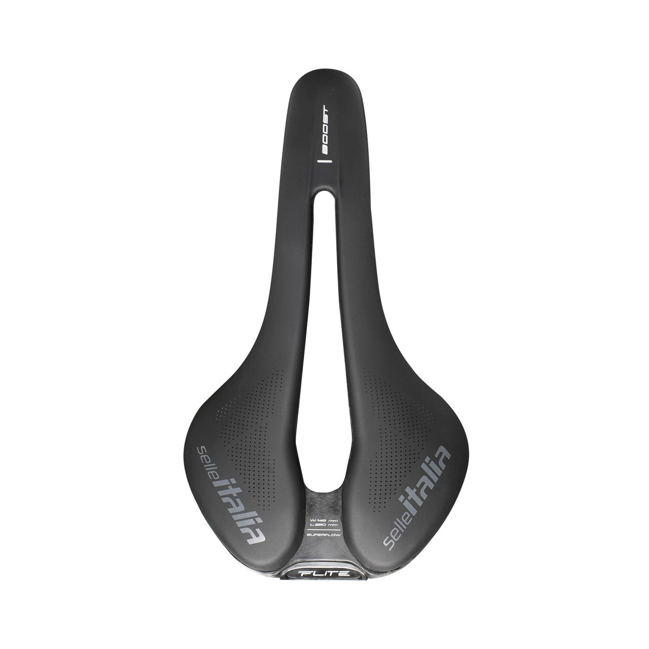 Selle Italia Flite Boost TM Superflow - Sella Bici da Corsa Flat con Foro Superflow, Rail in Manganese, Taglia L3, Nero