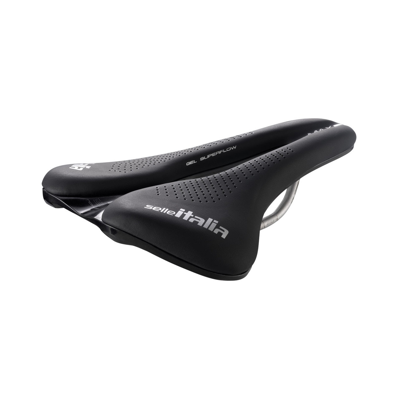Selle Italia Max Novus Boost Evo TI 316 Gel Superflow - Sella Corsa Unisex, 145 mm, Forma Ondulata, Foro Anatomico, Nero