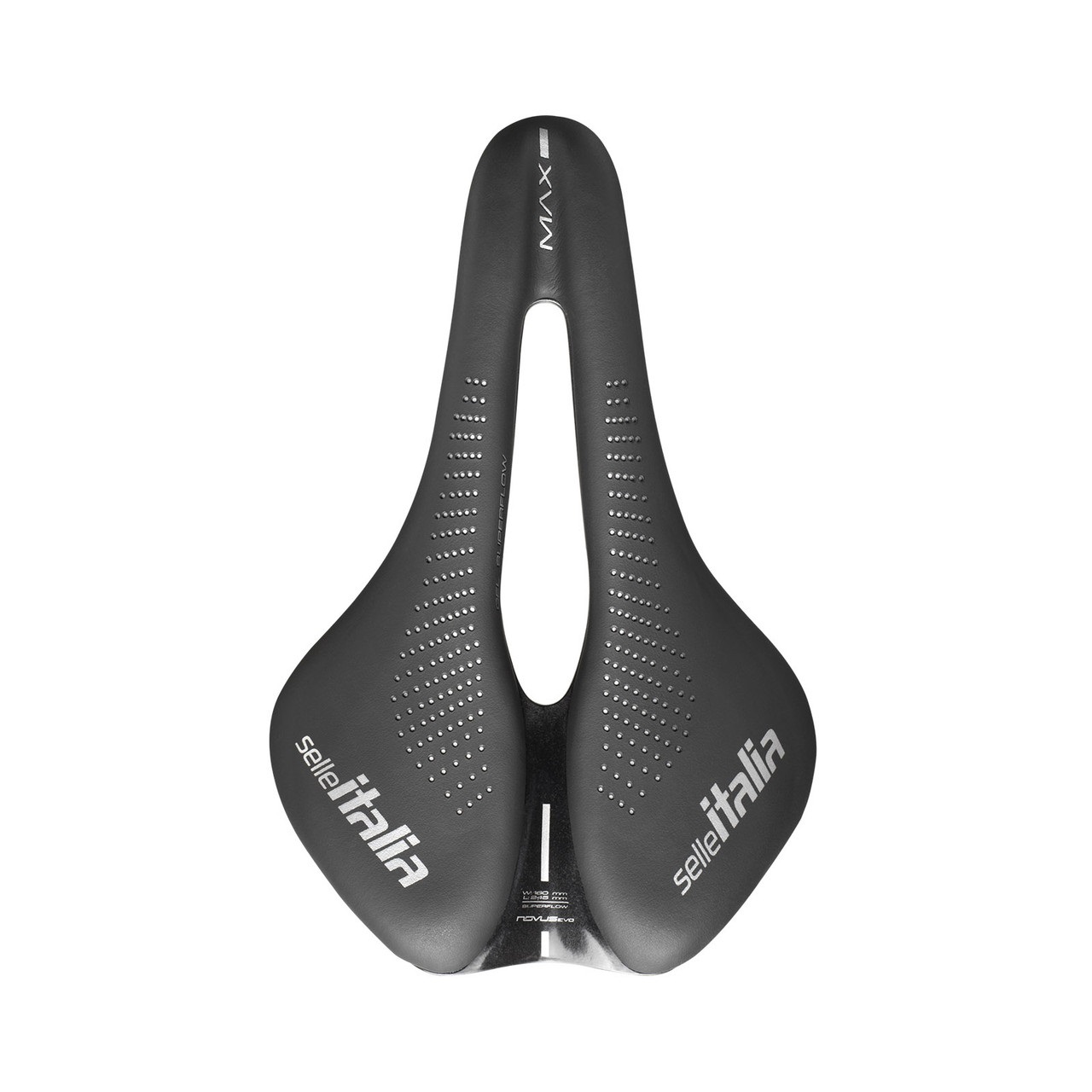 Selle Italia Max Novus Boost Evo TI 316 Gel Superflow - Sella Corsa Unisex, 145 mm, Forma Ondulata, Foro Anatomico, Nero