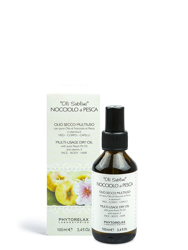 Phytorelax Laboratories Olio Secco Multiuso Nocciolo di Pesca 100 ml - Idratante e Nutriente per Viso, Corpo e Capelli