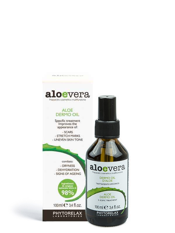 Phytorelax Dermo Oil d'Aloe 100 ml - Olio dermocosmetico per viso e corpo, rapido assorbimento, aiuta a ridurre cicatrici e smagliature