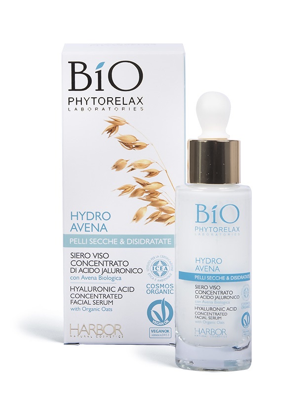 Phytorelax Siero Viso Concentrato di Acido Ialuronico e Avena Biologica 30 ml - Idratante e Luminoso