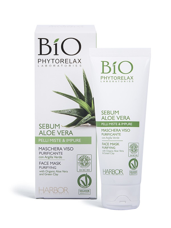 Phytorelax Maschera Viso Purificante con Aloe Vera e Argilla Verde - 75 ml