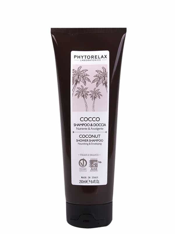 Phytorelax Cocco Shampoo e Doccia Nutriente e Avvolgente - 250 ml, Cosmetico Biologico con Tensioattivi Vegetali