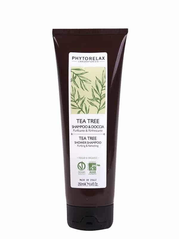 Phytorelax Laboratories Shampoo e Doccia Purificante e Rinfrescante 250 ml - Con Olio Essenziale di Tea Tree, Cosmetico Biologico Vegano