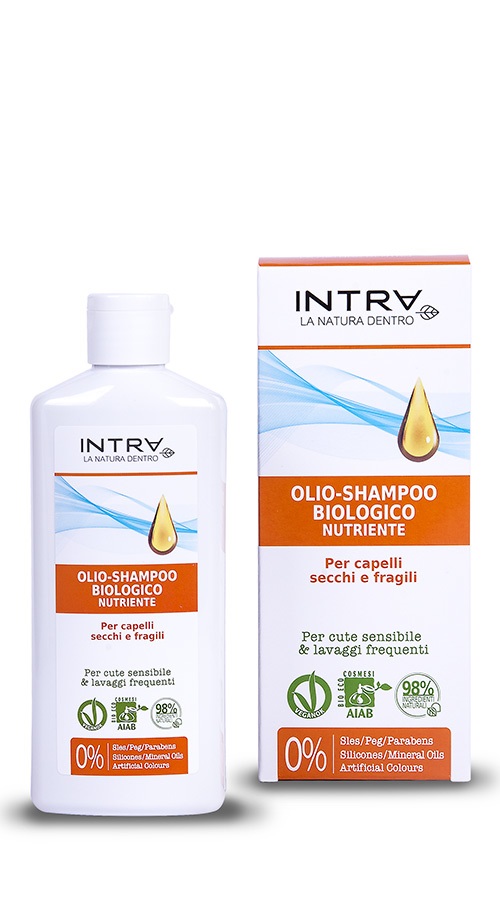 Intra Olio-Shampoo Biologico Nutriente 200ml - Nutriente, Idratante, con Oli Vegetali e Estratto di Lino
