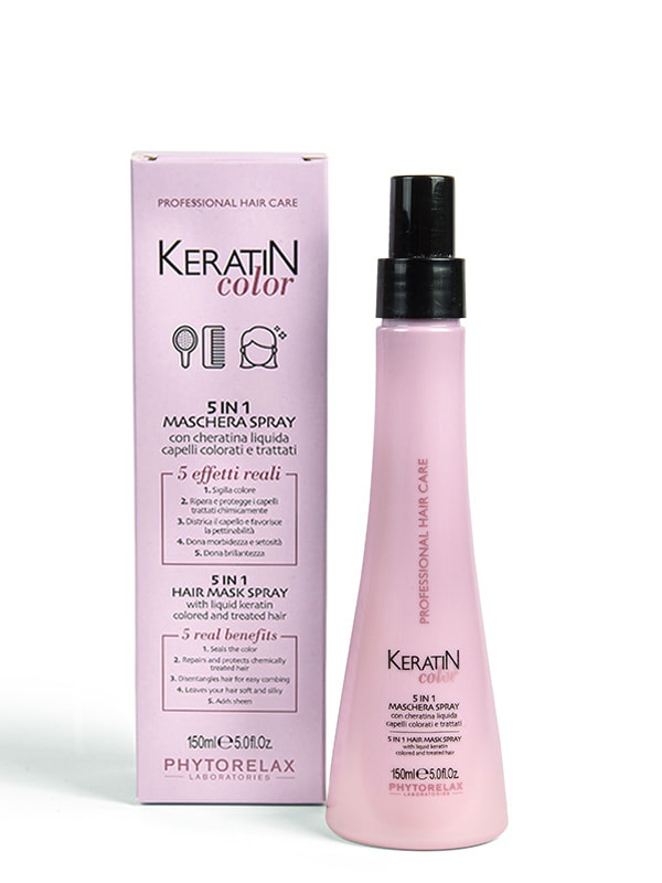 Phytorelax Keratin Color 5 in 1 Maschera Spray 150 ml - Maschera Nutriente e Ristrutturante per Capelli Colorati