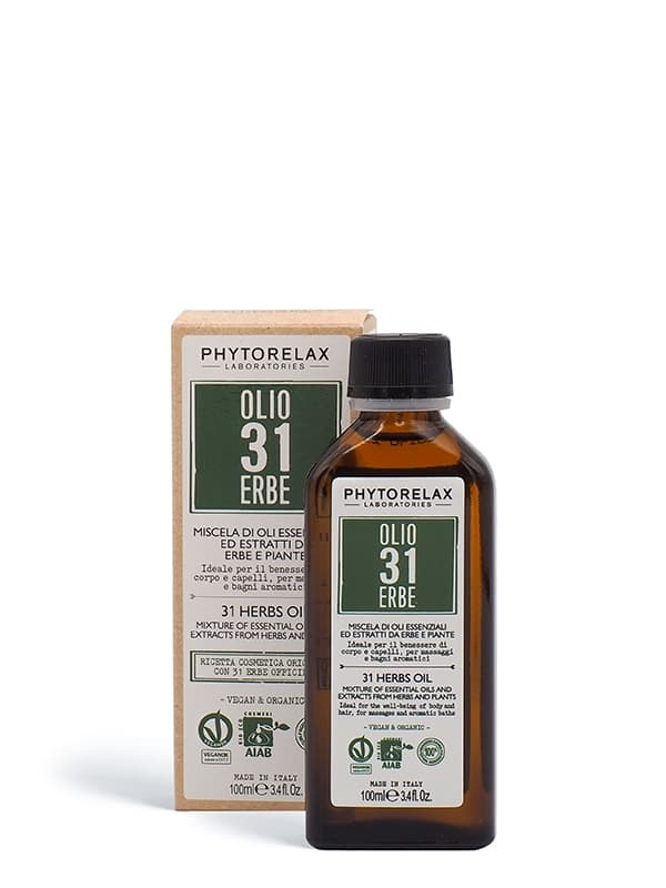Phytorelax Laboratories Olio 31 Erbe Vegan & Organic - Miscela di Oli Essenziali ed Estratti da 31 Erbe e Piante - 100 ml - Dermatologicamente Testato