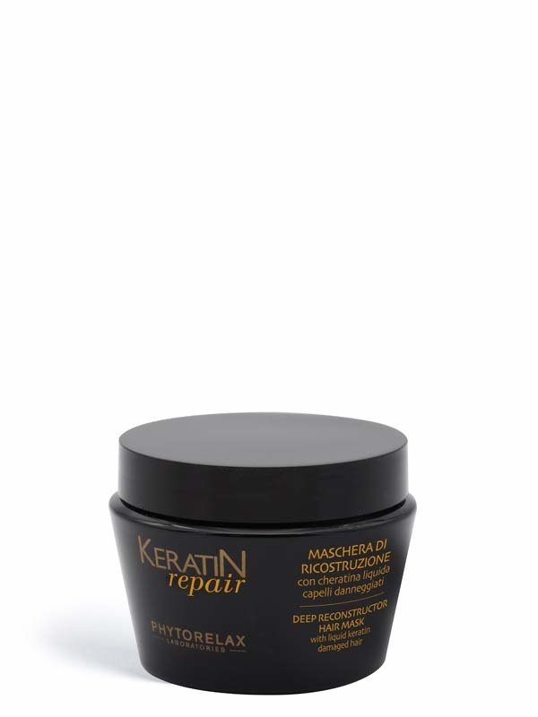 Phytorelax Laboratories Maschera di Ricostruzione 250ml con Cheratina Liquida e Sericina - Nutriente e Idratante per Capelli Danneggiati