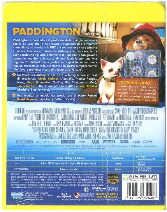 Eagle Pictures Paddington - Film Blu-Ray Commedia e Family, Edizione Nuova, Valutazione PG
