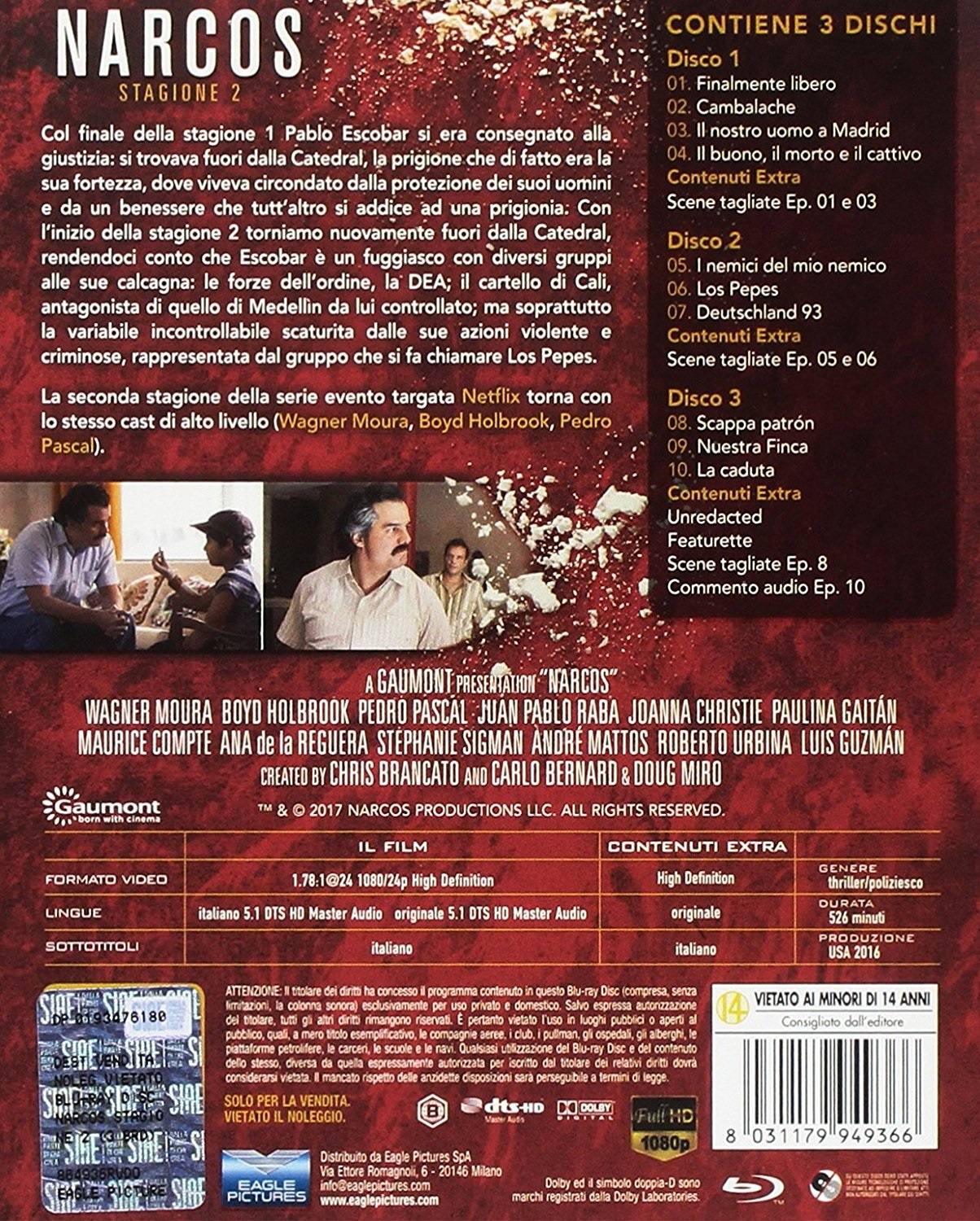 Eagle Pictures Narcos - Stagione 2 (3 Blu-Ray Disc) - Special Edition O-Card