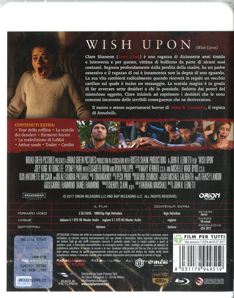 Eagle Pictures Wish Upon - Special Edition Blu-Ray con Card Tarocco da Collezione