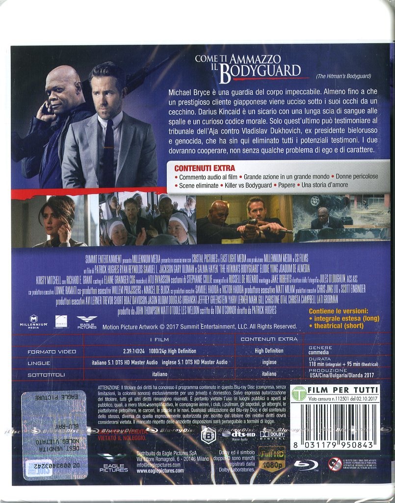 Eagle Pictures Come Ti Ammazzo Il Bodyguard (Blu-Ray) - Azione, 2017, con Ryan Reynolds e Samuel L. Jackson