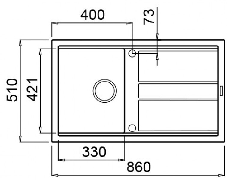Elleci Best 400 K86 Lavello da incasso 86x51 cm in Keratek Plus Nero con 1 vasca e gocciolatoio reversibile