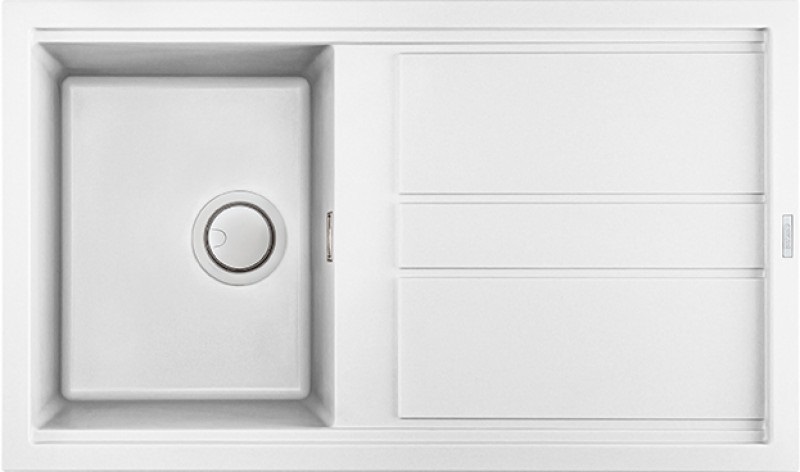 Elleci Best 400 Lavello Incasso 1 Vasca con Gocciolatoio Reversibile 86x51 cm in Keratek Plus Bianco