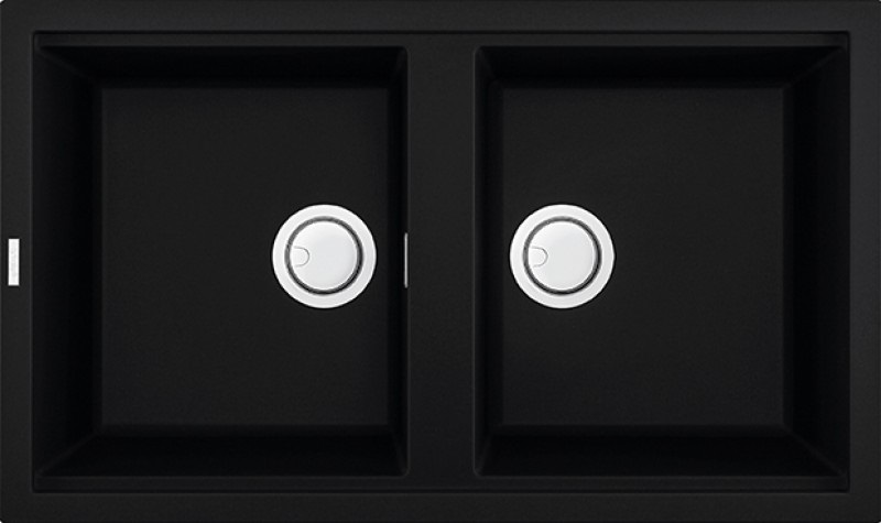 Elleci Best 450 Lavello da Incasso 2 Vasche 86 x 51 cm in Keratek Plus Nero - LKB45086