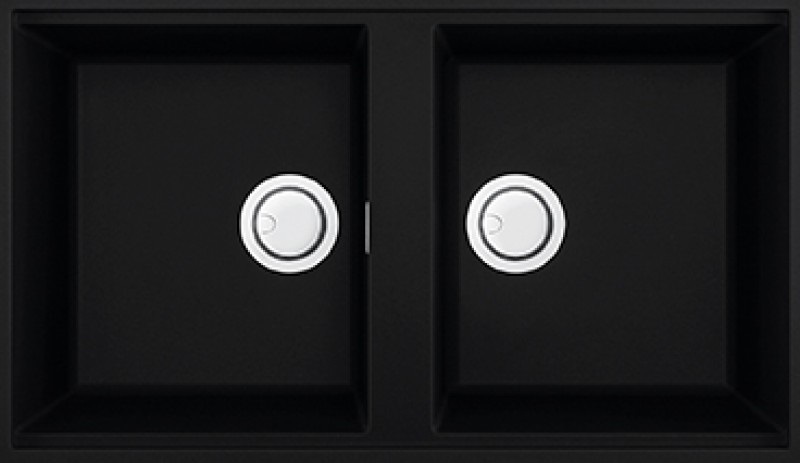 Elleci Lavello Sottopiano Best 450 - 2 Vasche, 836 x 488 mm, Keratek Plus Nero