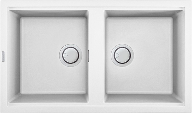 Elleci Best 450 Lavello Sottopiano 2 Vasche Rettangolare in Keratek Plus Bianco 86x51 cm - LKB45096