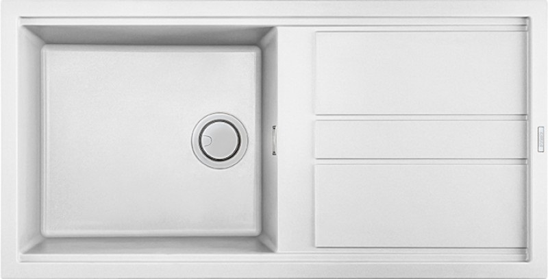 Elleci Best 480 K96 Lavello da Incasso 1 Vasca 100x51 cm in Keratek Plus Bianco con Gocciolatoio Reversibile