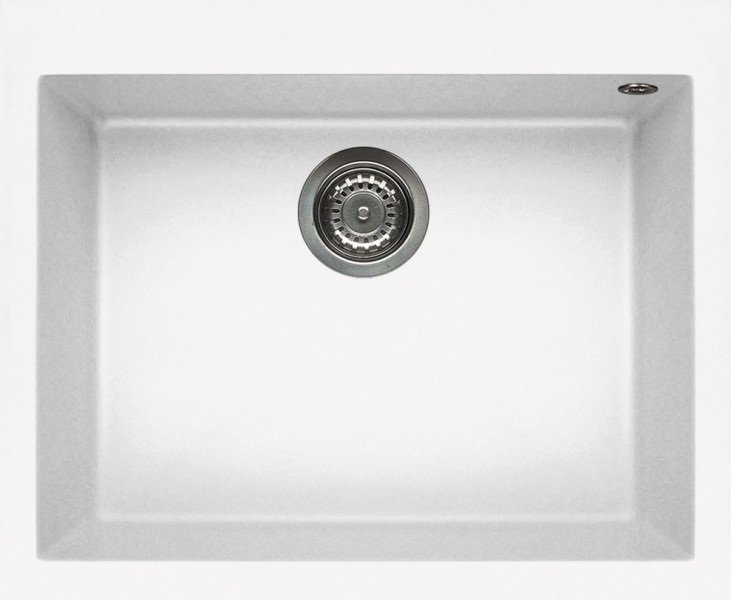 Elleci Quadra 110 Lavello Montato su Piano Rettangolare in Keratek Plus Bianco - 1 Vasca 61x50 cm