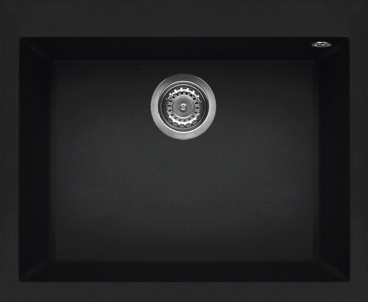 Elleci Quadra 110 Lavello Montato su Piano Rettangolare in Keratek Plus Nero - 1 Vasca 61x50 cm